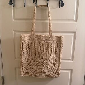 Handcrafted Beige Crochet Tote Bag